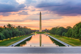 The Washington Monument and Lincoln Memorial Reflecting Pool in Washington DC